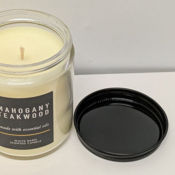 NEW! White Barn for Bath & Body Works Mahogany Teakwood Glass Candle, 7oz. - Picture 3 of 4